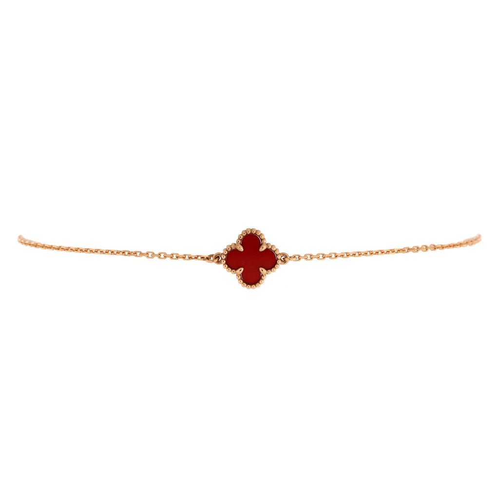 Sweet Alhambra Bracelet 18K Rose Gold and Carnelian