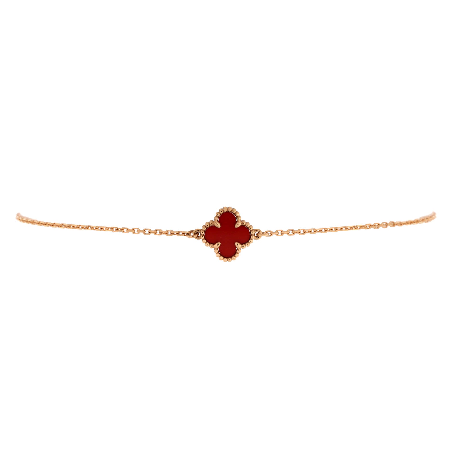 Sweet Alhambra Bracelet 18K Rose Gold and Carnelian