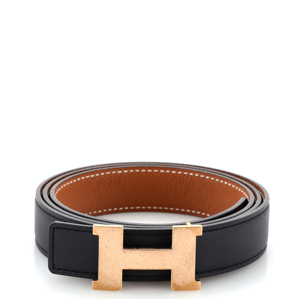 Constance Martelee H Reversible Belt Leather with Hammered Hardware Thin 90