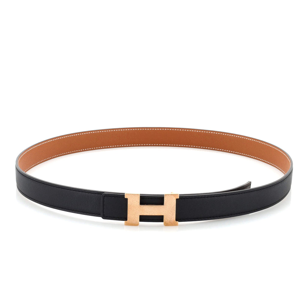 Constance Martelee H Reversible Belt Leather with Hammered Hardware Thin 90