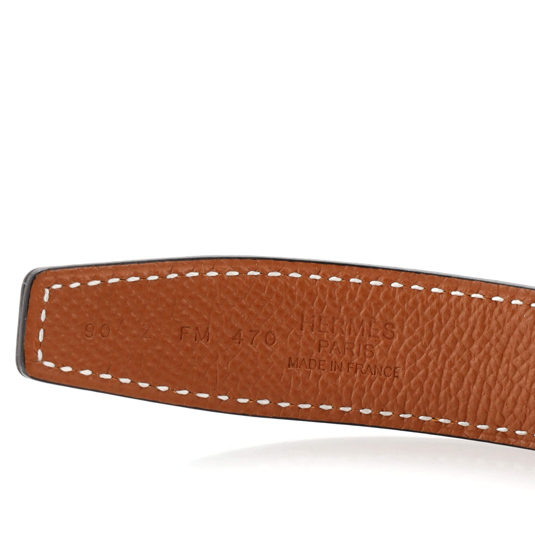 Constance Martelee H Reversible Belt Leather with Hammered Hardware Thin 90