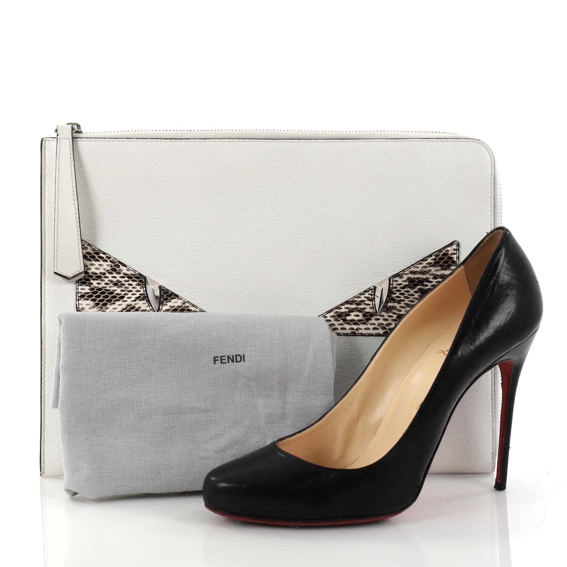 Monster Clutch Leather with Python Medium