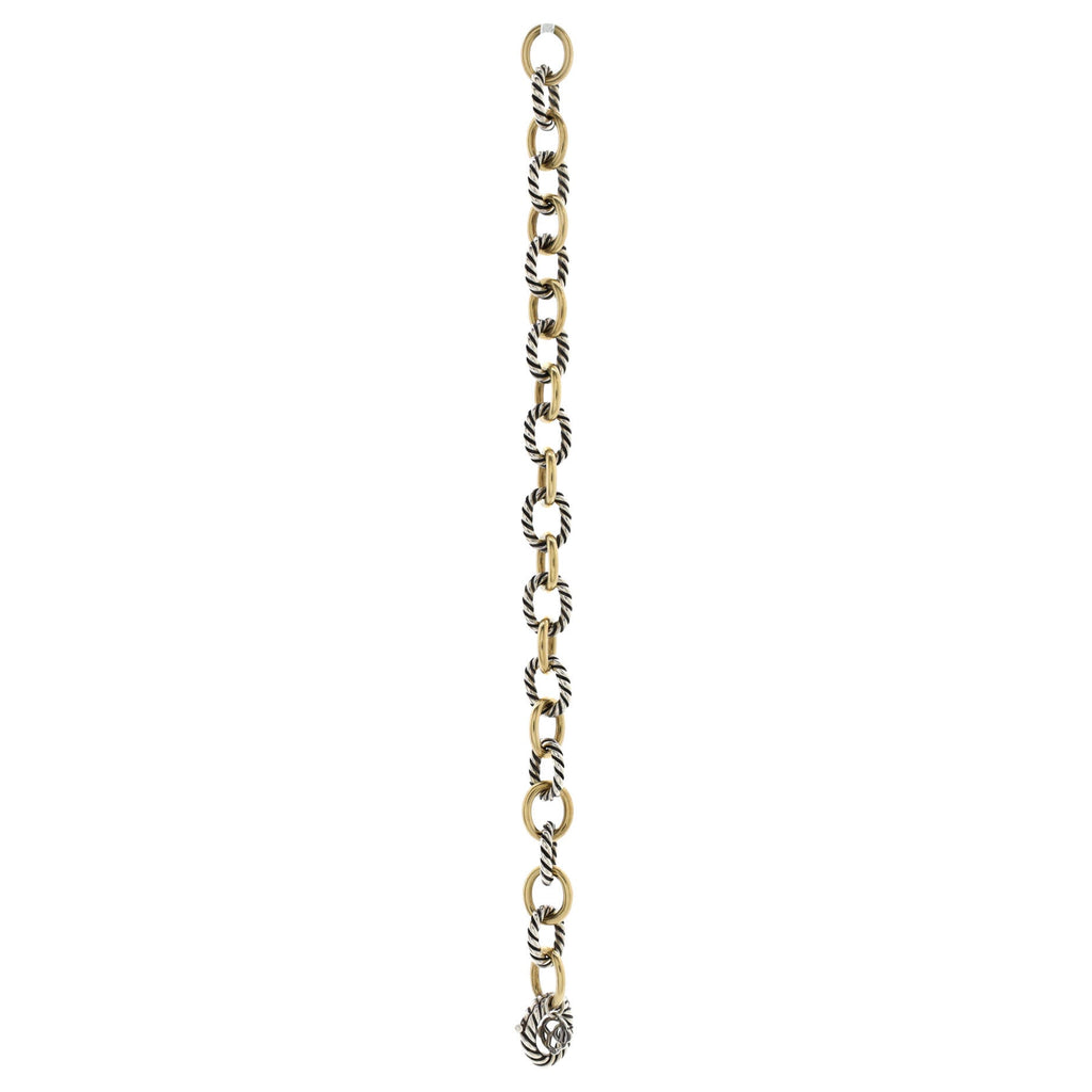 Oval Link Bracelet Sterling Silver and 18K Yellow Gold Medium