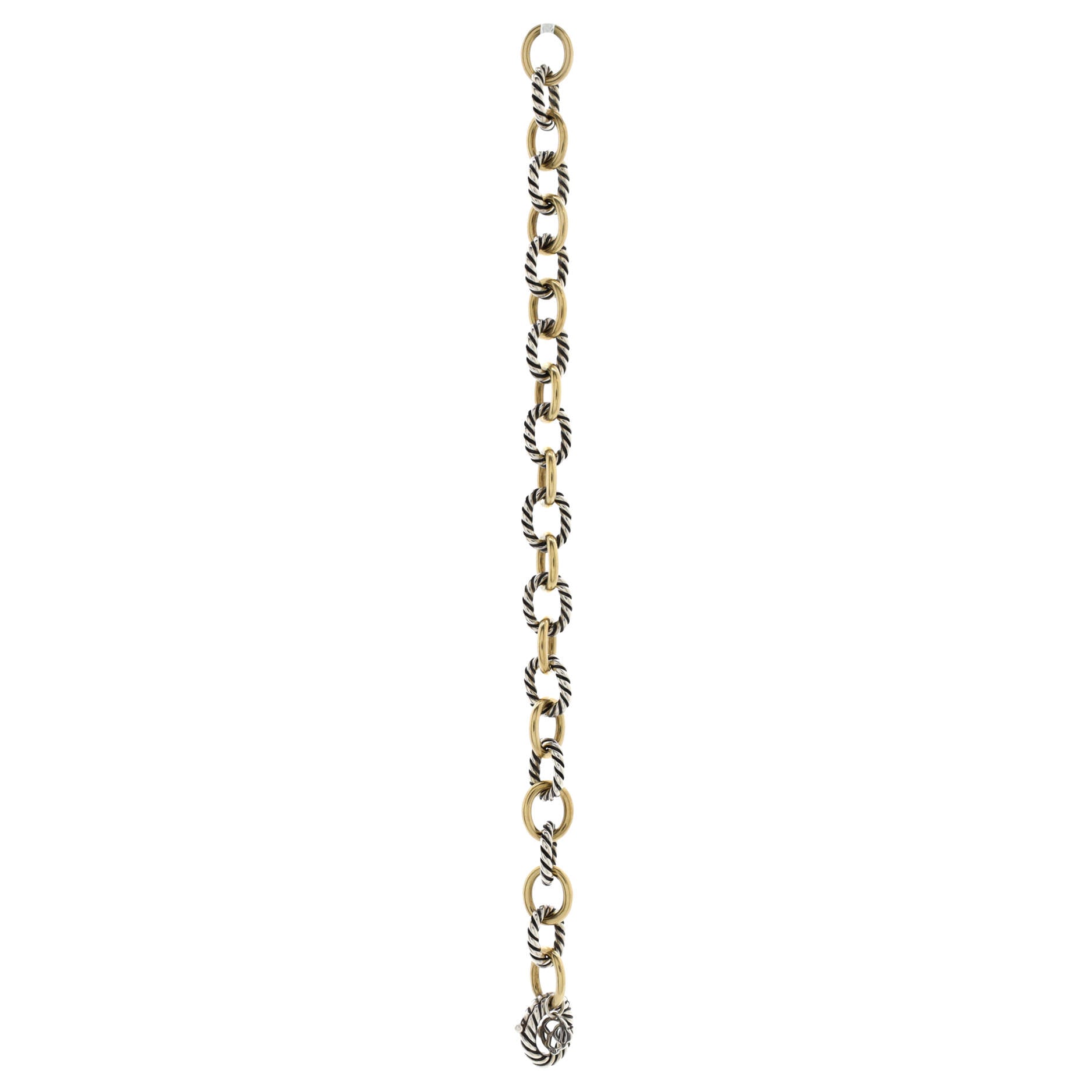 Oval Link Bracelet Sterling Silver and 18K Yellow Gold Medium