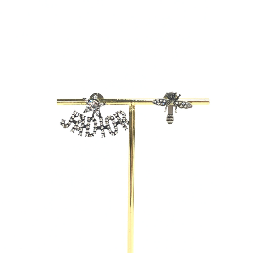 Dior J'Adior Asymmetrical Bee Silver Earrings