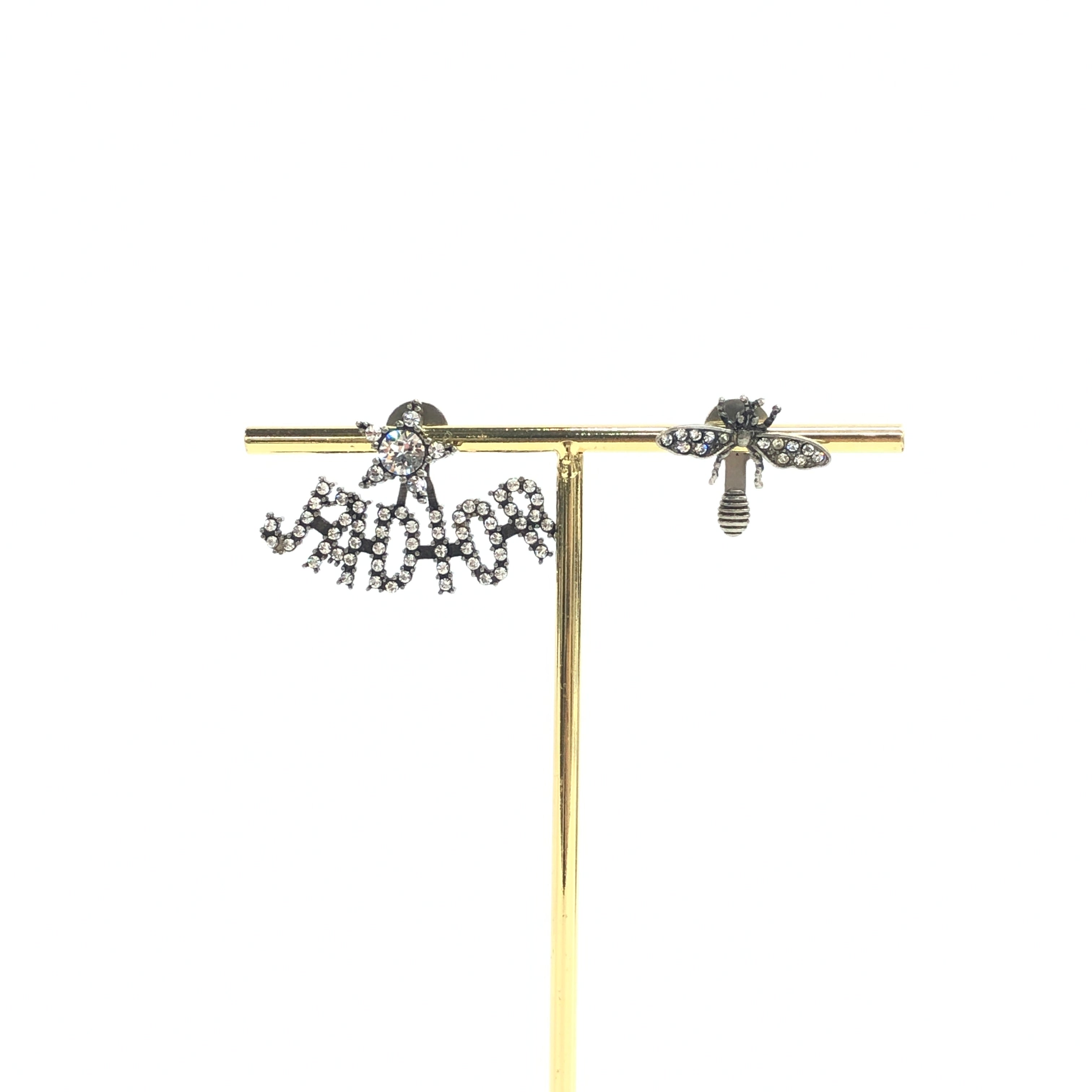 Dior J'Adior Asymmetrical Bee Silver Earrings