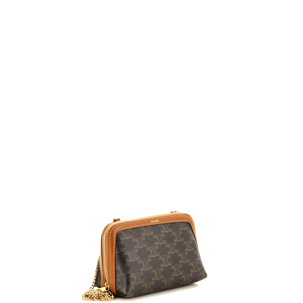 Zip Around Chain Clutch Triomphe Coated Canvas