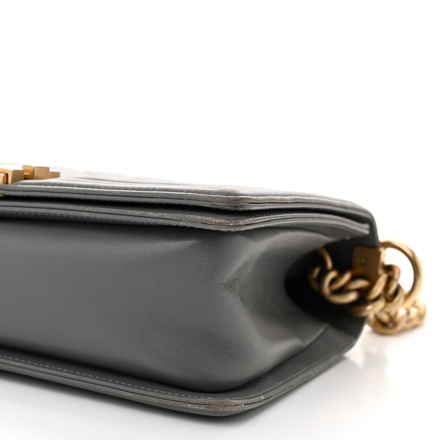 Lambskin Quilted Medium Boy Flap Grey