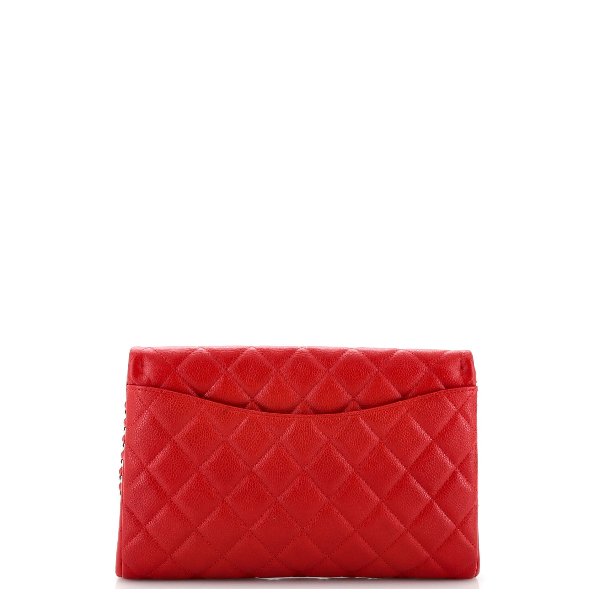 Clutch with Chain Quilted Caviar