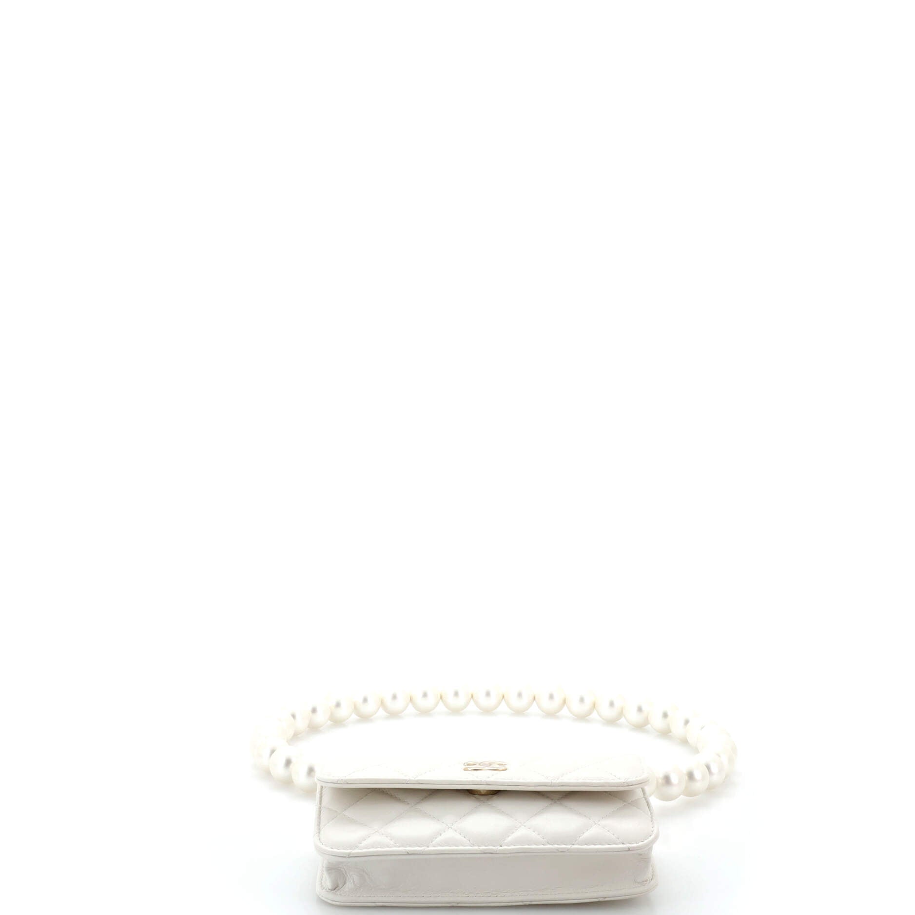 Pearl Strap Clutch with Chain Quilted Calfskin