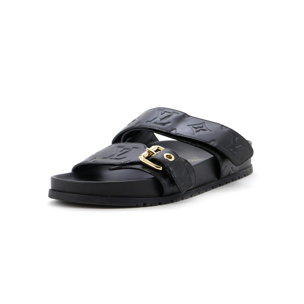 Women's Bom Dia Flat Mules Monogram Embossed Leather