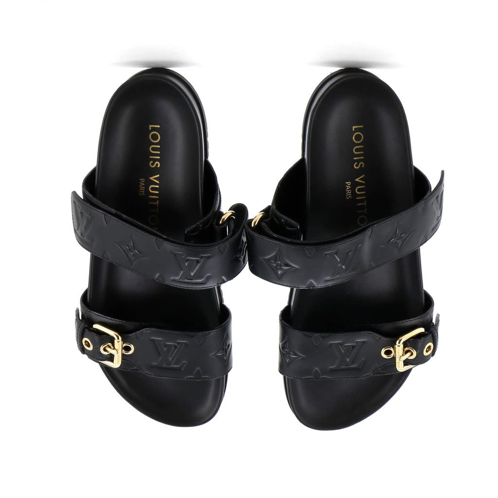 Women's Bom Dia Flat Mules Monogram Embossed Leather