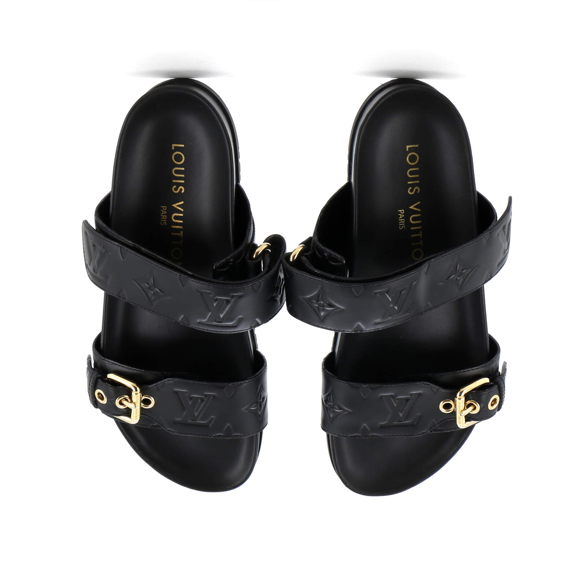 Women's Bom Dia Flat Mules Monogram Embossed Leather
