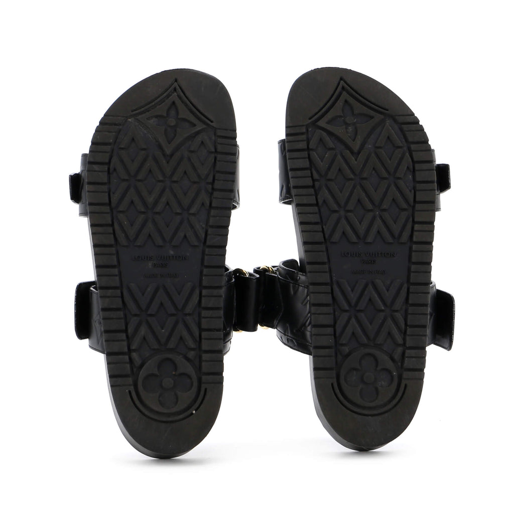 Women's Bom Dia Flat Mules Monogram Embossed Leather