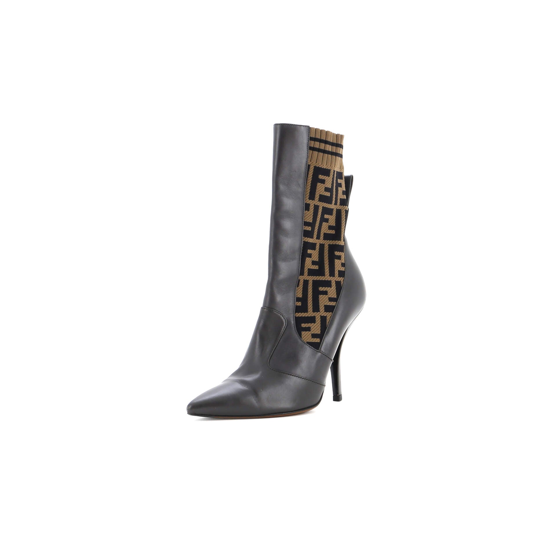 Women's Sock Ankle Boots Leather with Knit