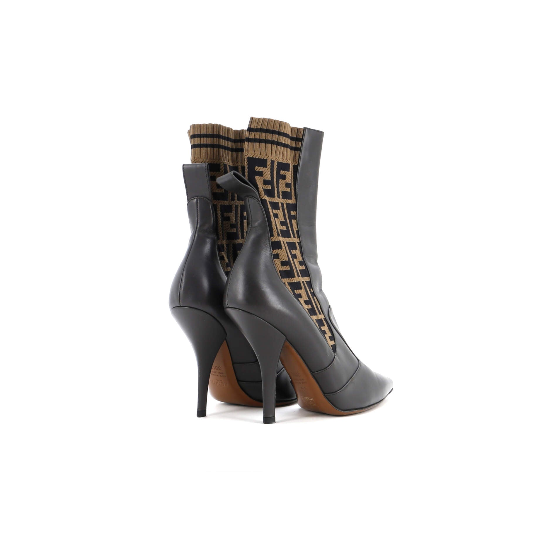 Women's Sock Ankle Boots Leather with Knit