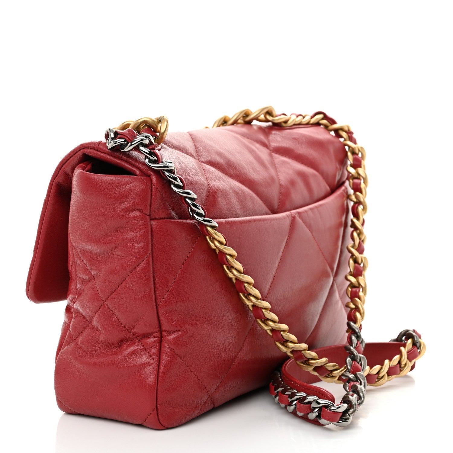Lambskin Quilted Large Chanel 19 Flap Red