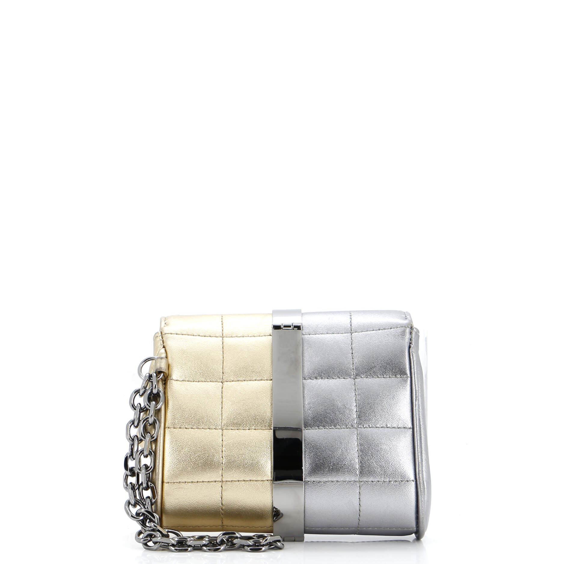 Vintage Two Tone Square Wristlet Clutch Quilted Leather