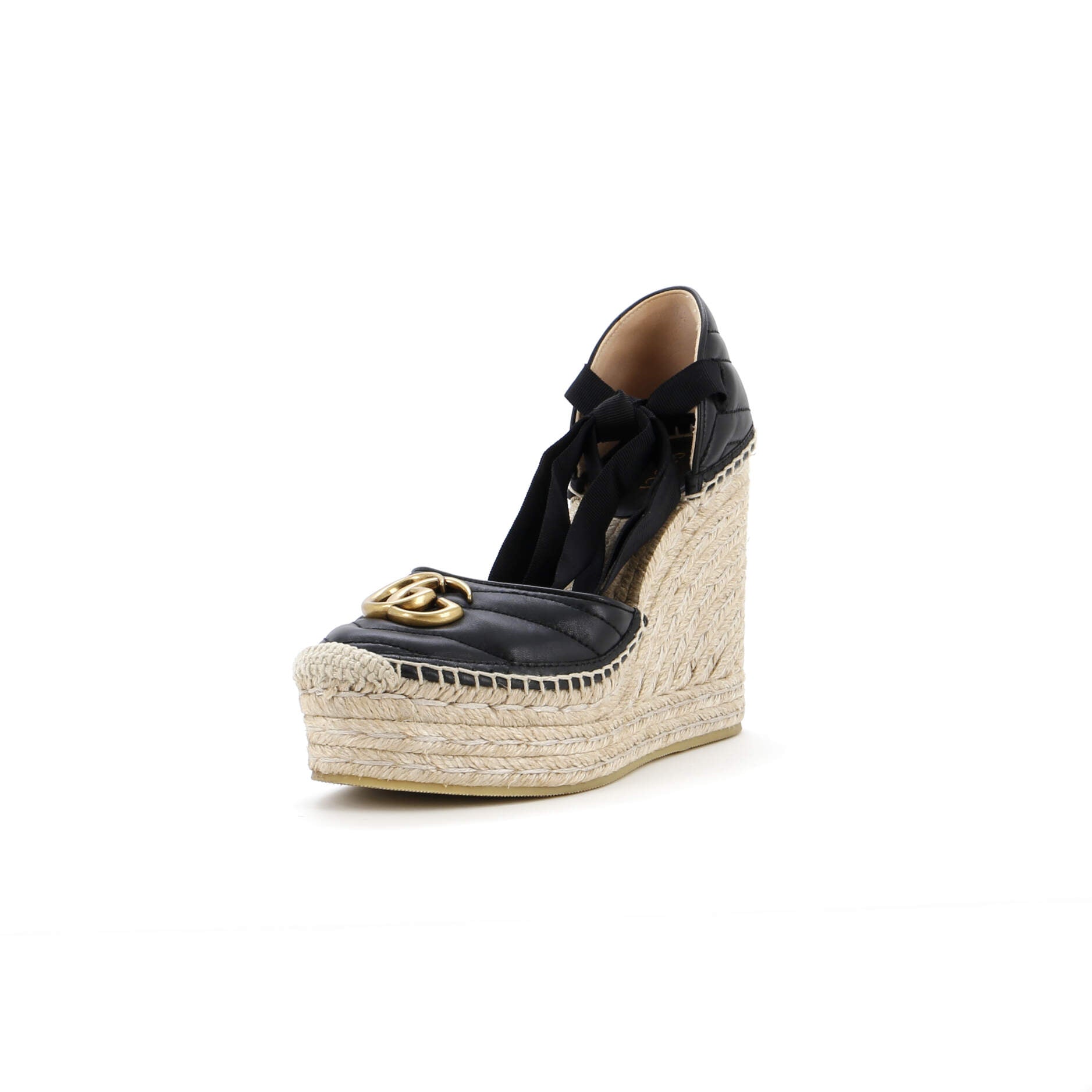 Women's GG Marmont Wedge Espadrilles Matelasse Leather