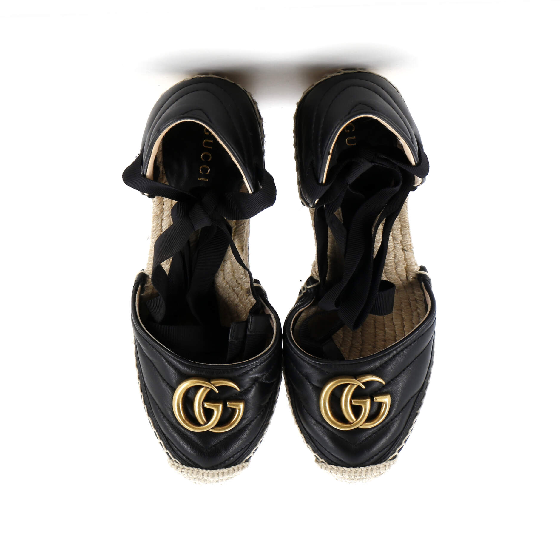 Women's GG Marmont Wedge Espadrilles Matelasse Leather