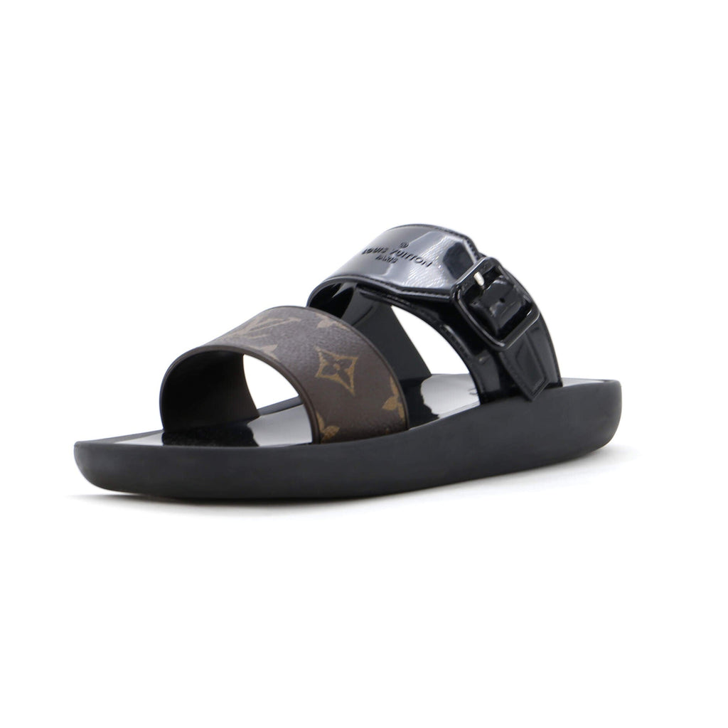 Women's Sunbath Flat Mule Sandals Monogram Canvas and Rubber