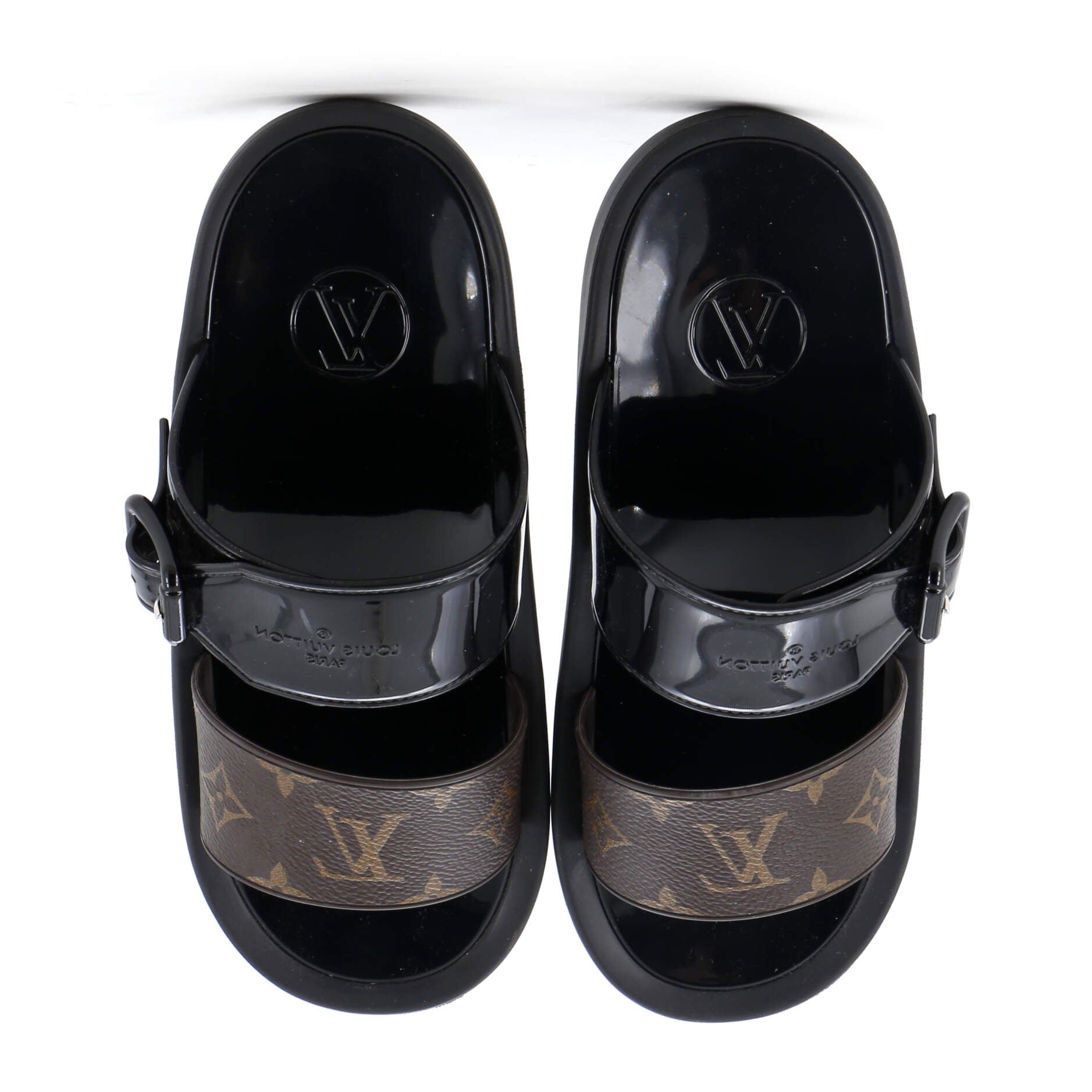 Women's Sunbath Flat Mule Sandals Monogram Canvas and Rubber
