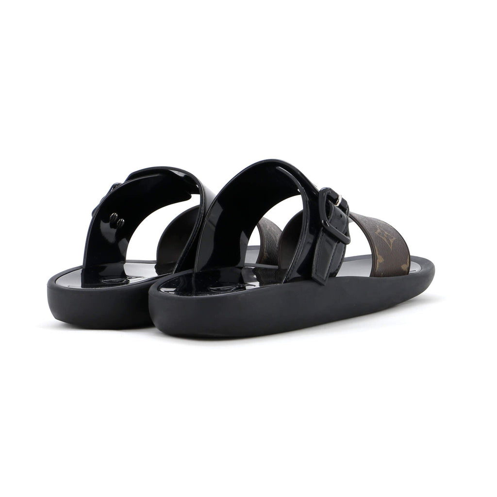 Women's Sunbath Flat Mule Sandals Monogram Canvas and Rubber