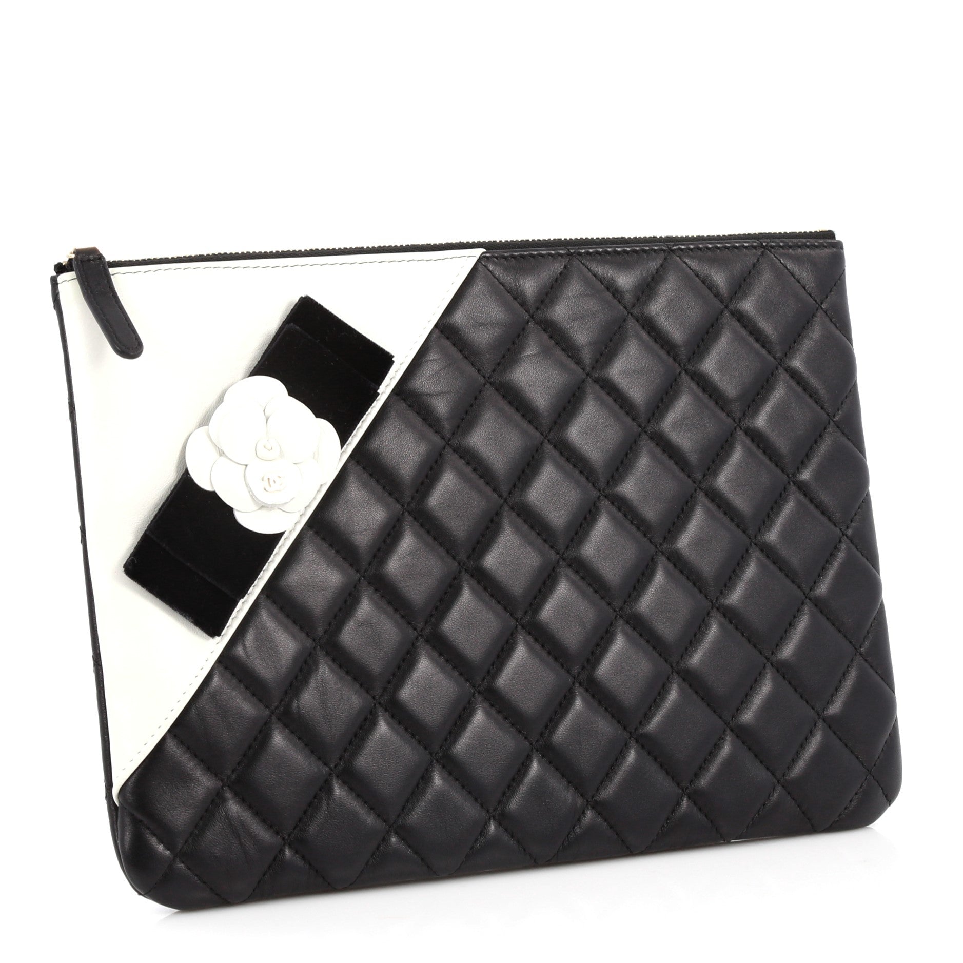 Camellia O Case Clutch Quilted Lambskin Medium