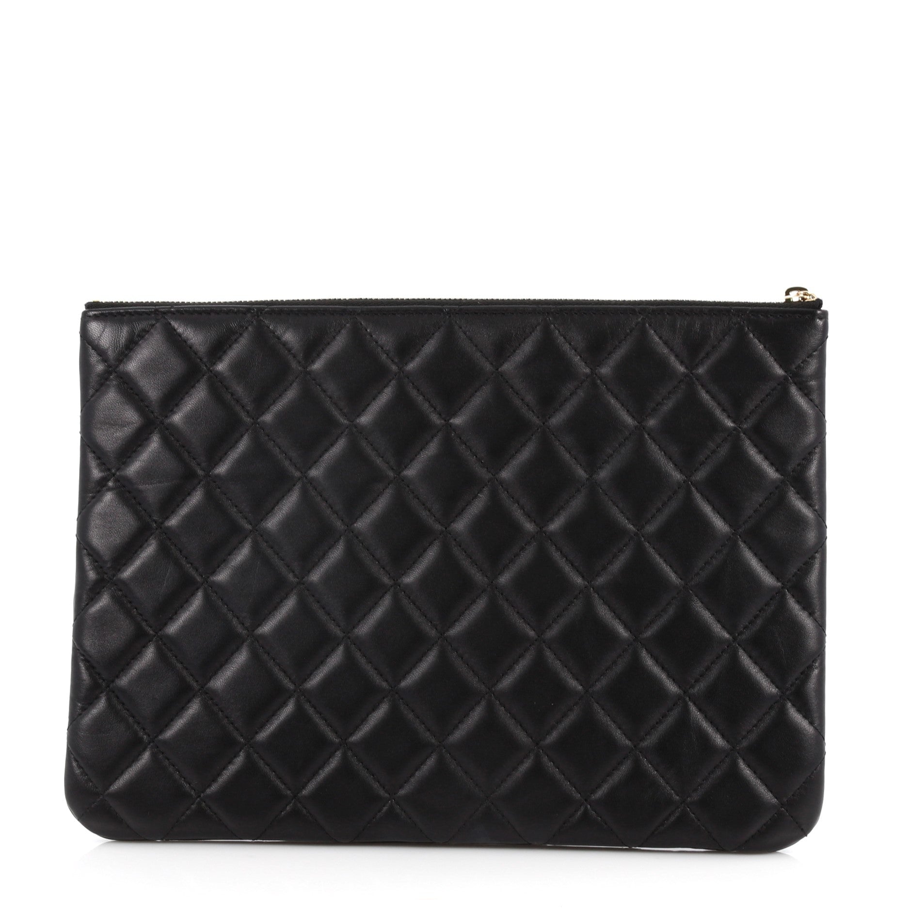 Camellia O Case Clutch Quilted Lambskin Medium