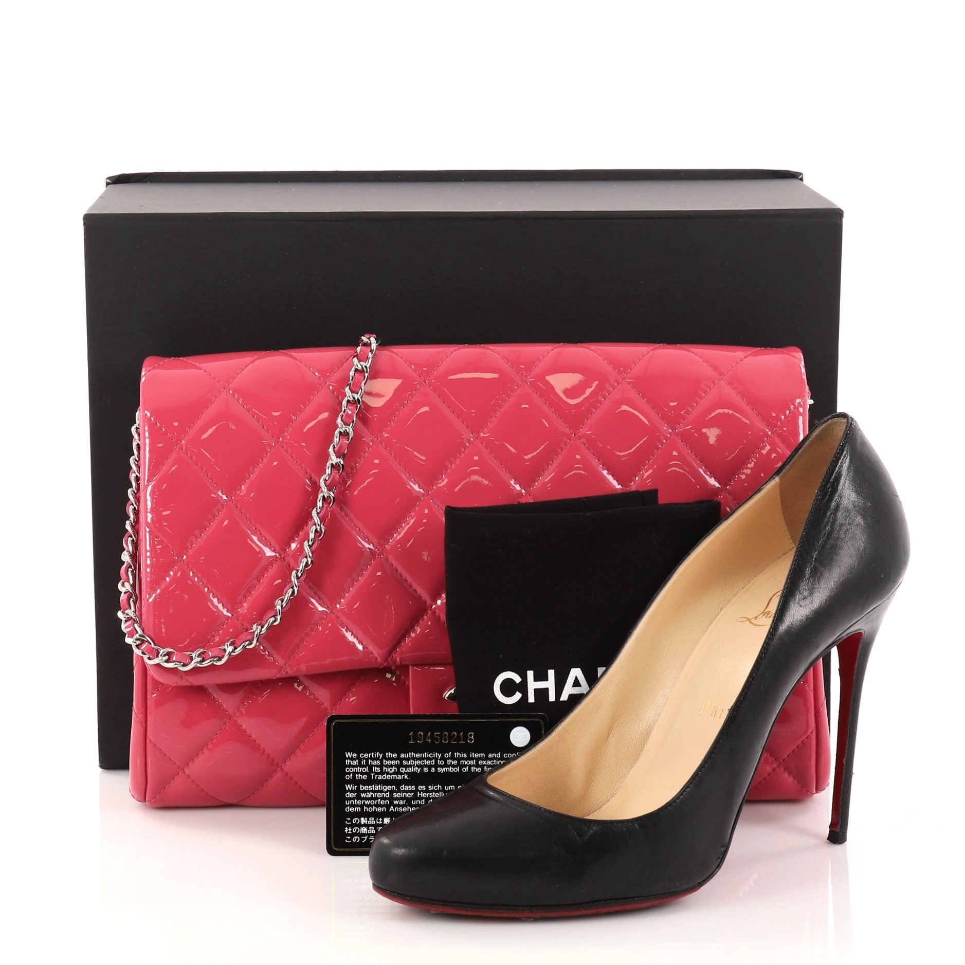 Clutch with Chain Quilted Patent