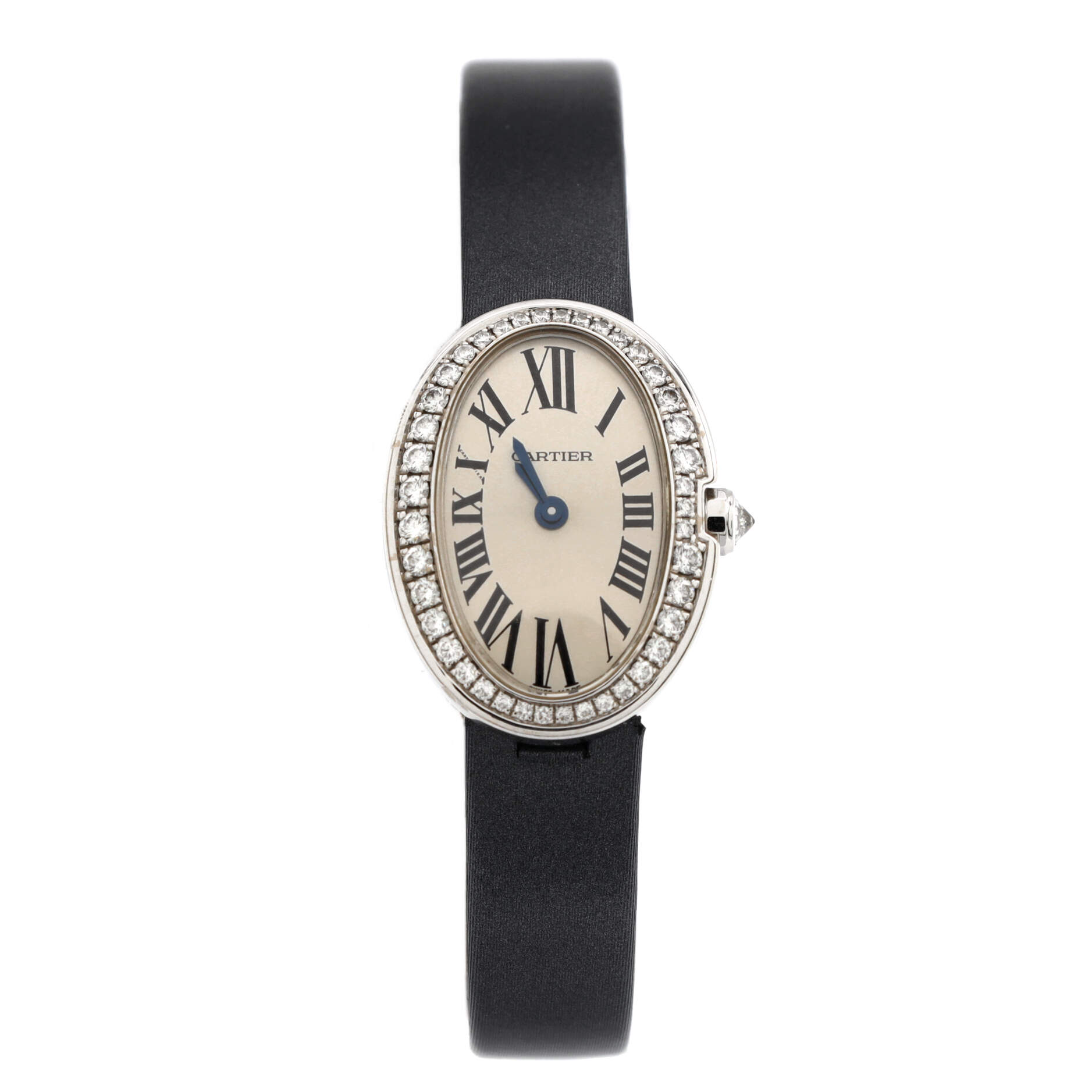 Baignoire Quartz Watch White Gold and Satin with Diamond Bezel 20