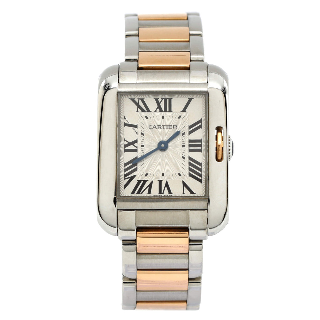 Tank Anglaise Quartz Watch Stainless Steel and Rose Gold 23