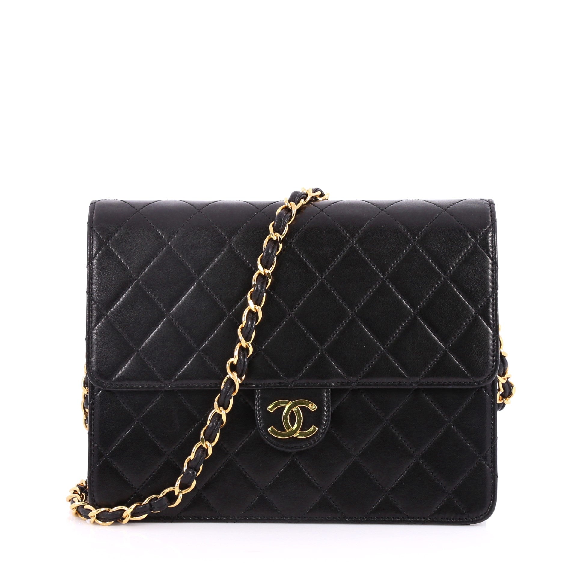 Vintage Clutch with Chain Quilted Leather Small