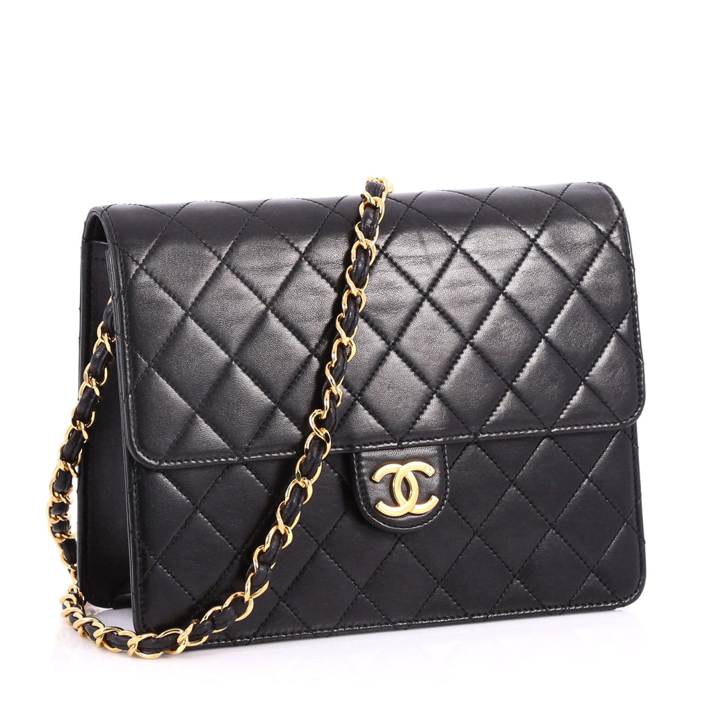 Vintage Clutch with Chain Quilted Leather Small