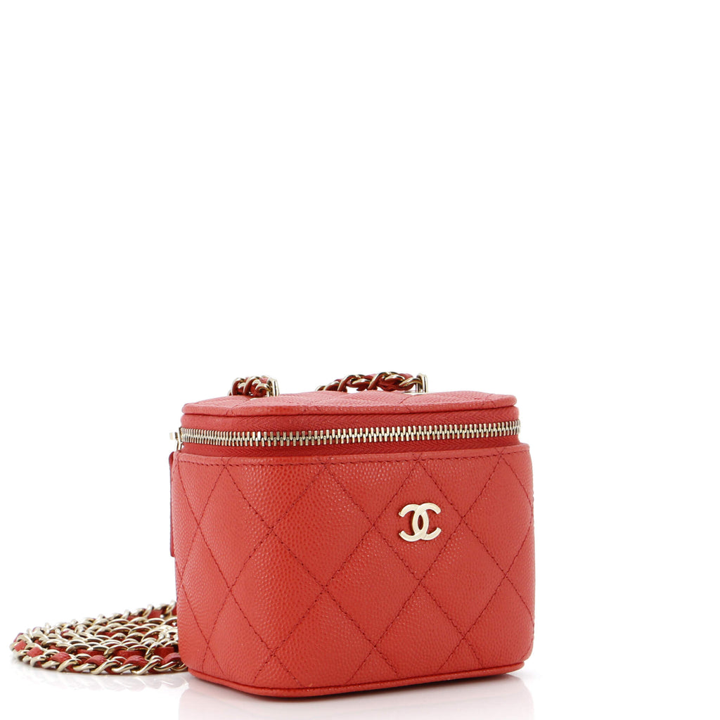 Classic Vanity Case with Chain Quilted Caviar Mini