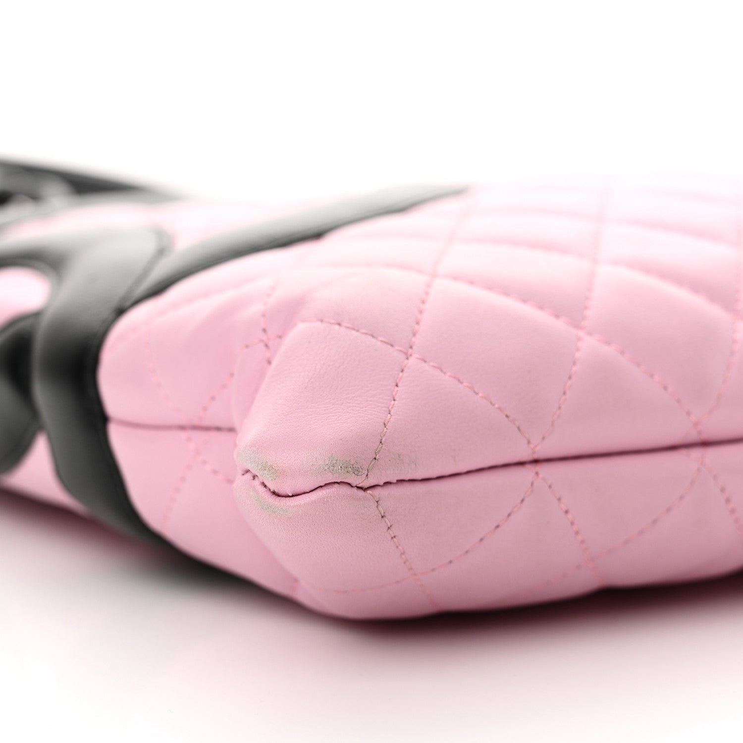 Calfskin Quilted Cambon Flat Tote Pink Black