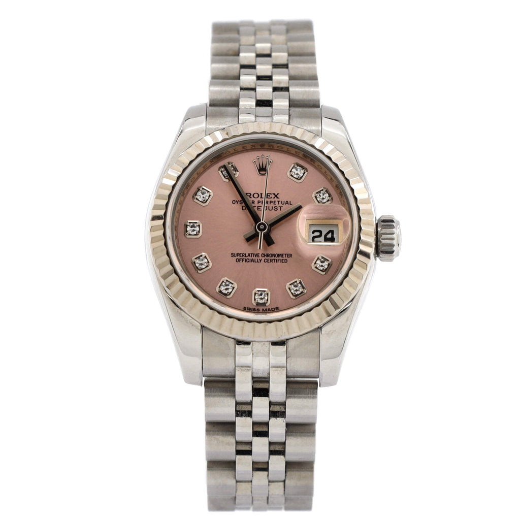 Oyster Perpetual Datejust Automatic Watch Stainless Steel and White Gold with Diamond Markers 26
