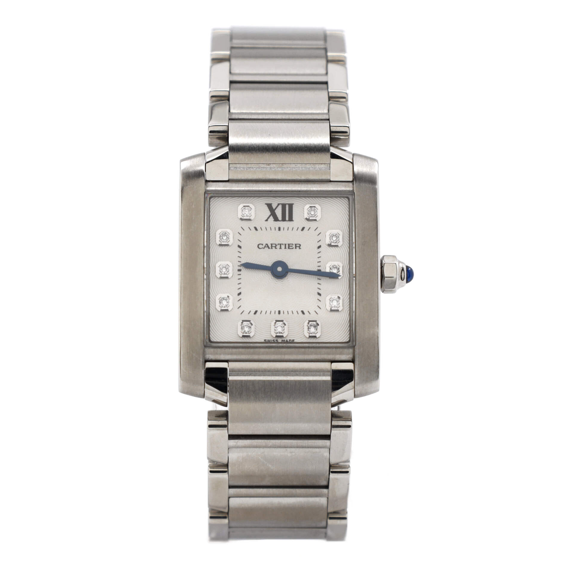 Tank Francaise Quartz Watch Stainless Steel with Diamond Markers 25