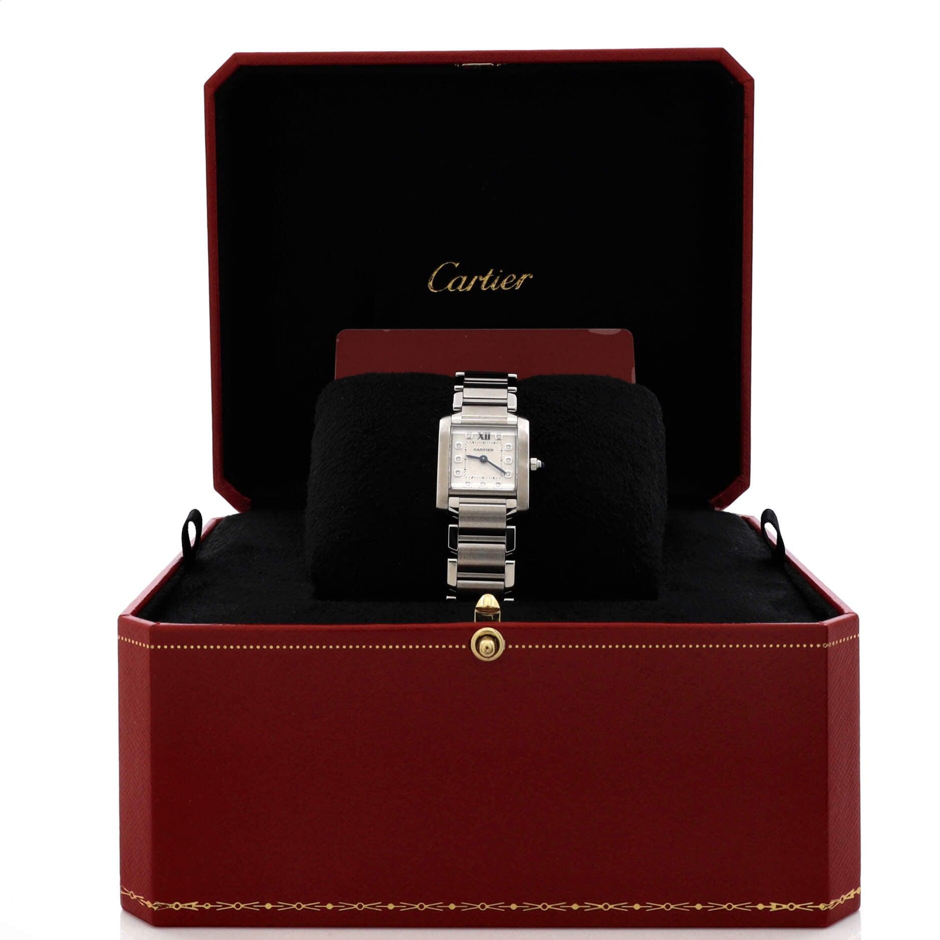 Tank Francaise Quartz Watch Stainless Steel with Diamond Markers 25