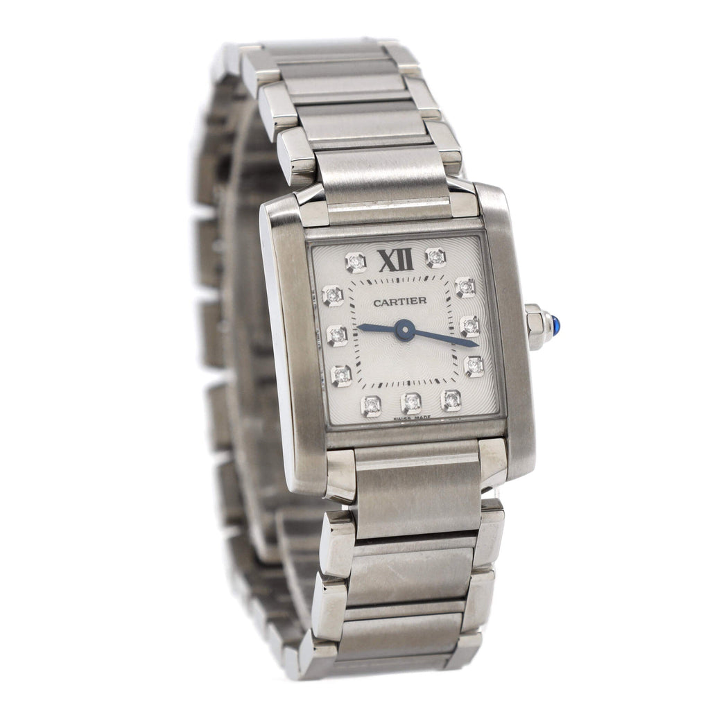 Tank Francaise Quartz Watch Stainless Steel with Diamond Markers 25