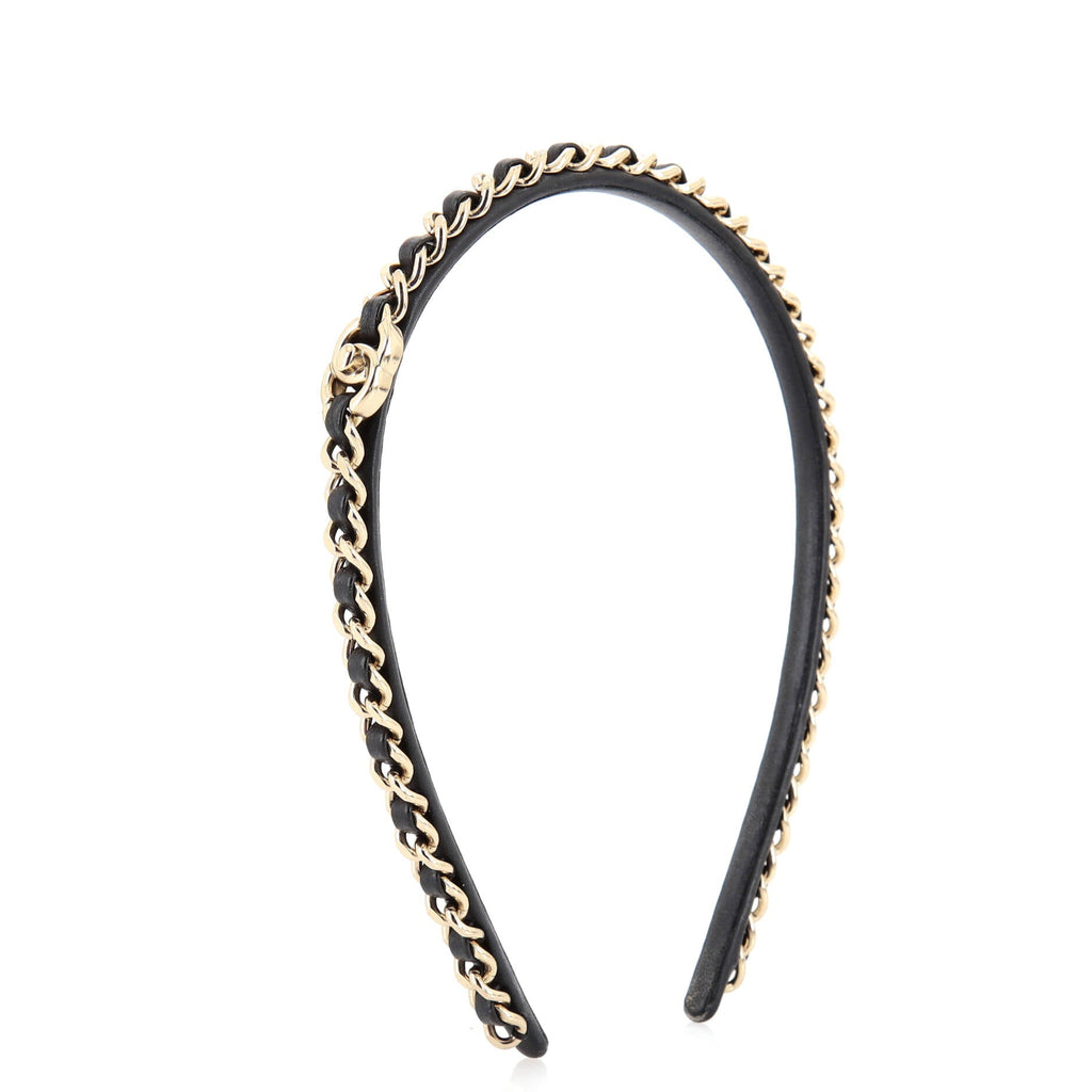 CC Turnlock Chain Link Headband Lambskin and Metal