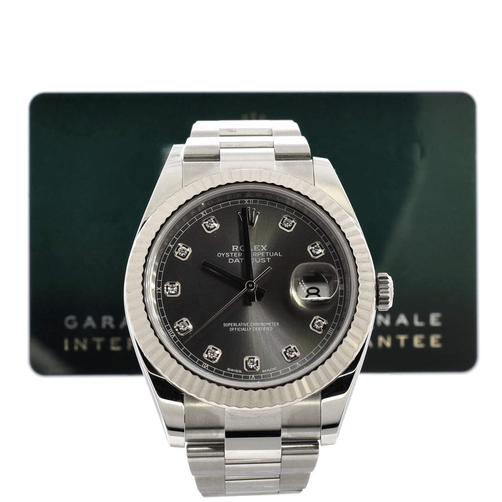 Oyster Perpetual Datejust Automatic Watch Stainless Steel and White Gold with Diamond Markers 41