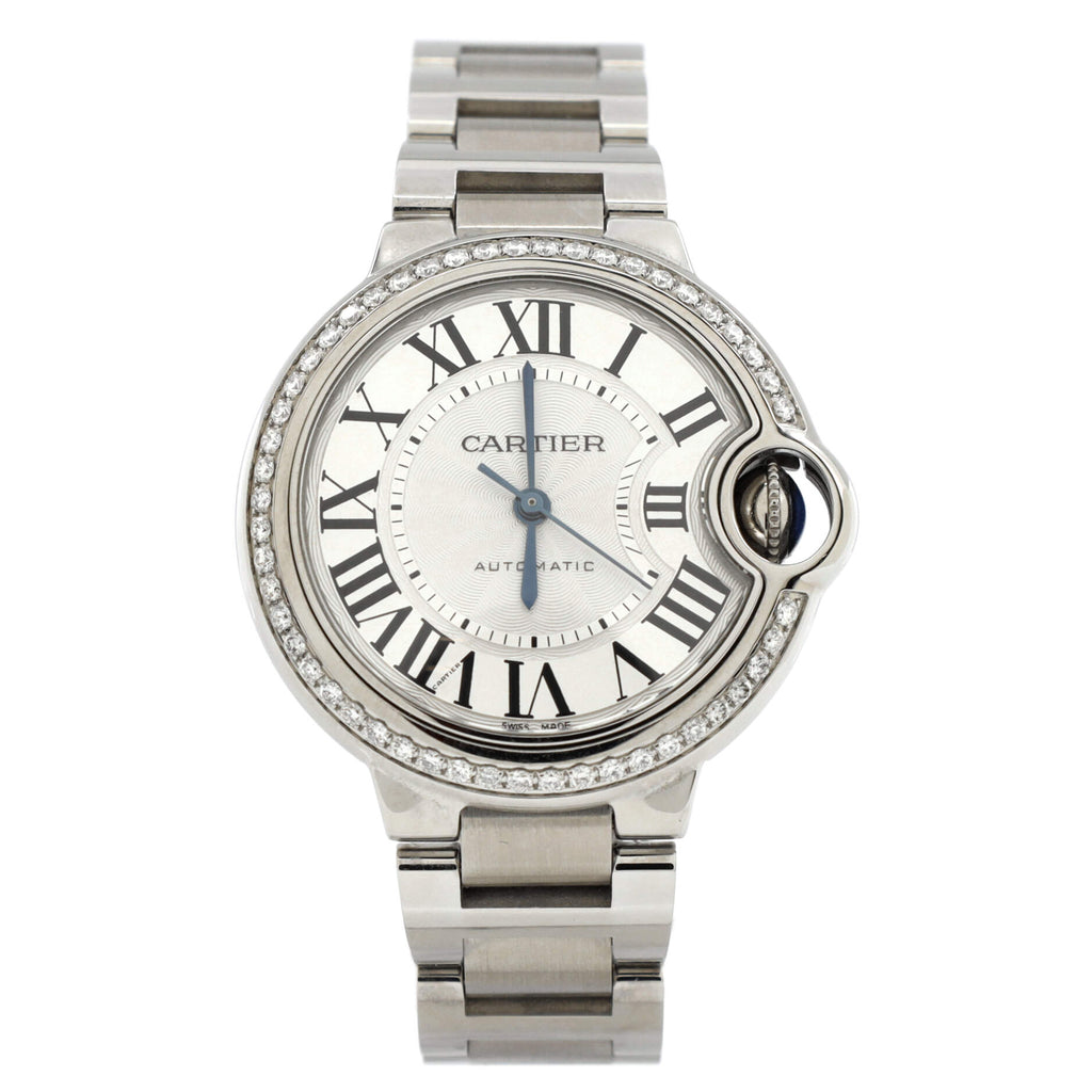Ballon Bleu de Cartier Quartz Watch Stainless Steel with Diamond Bezel 33