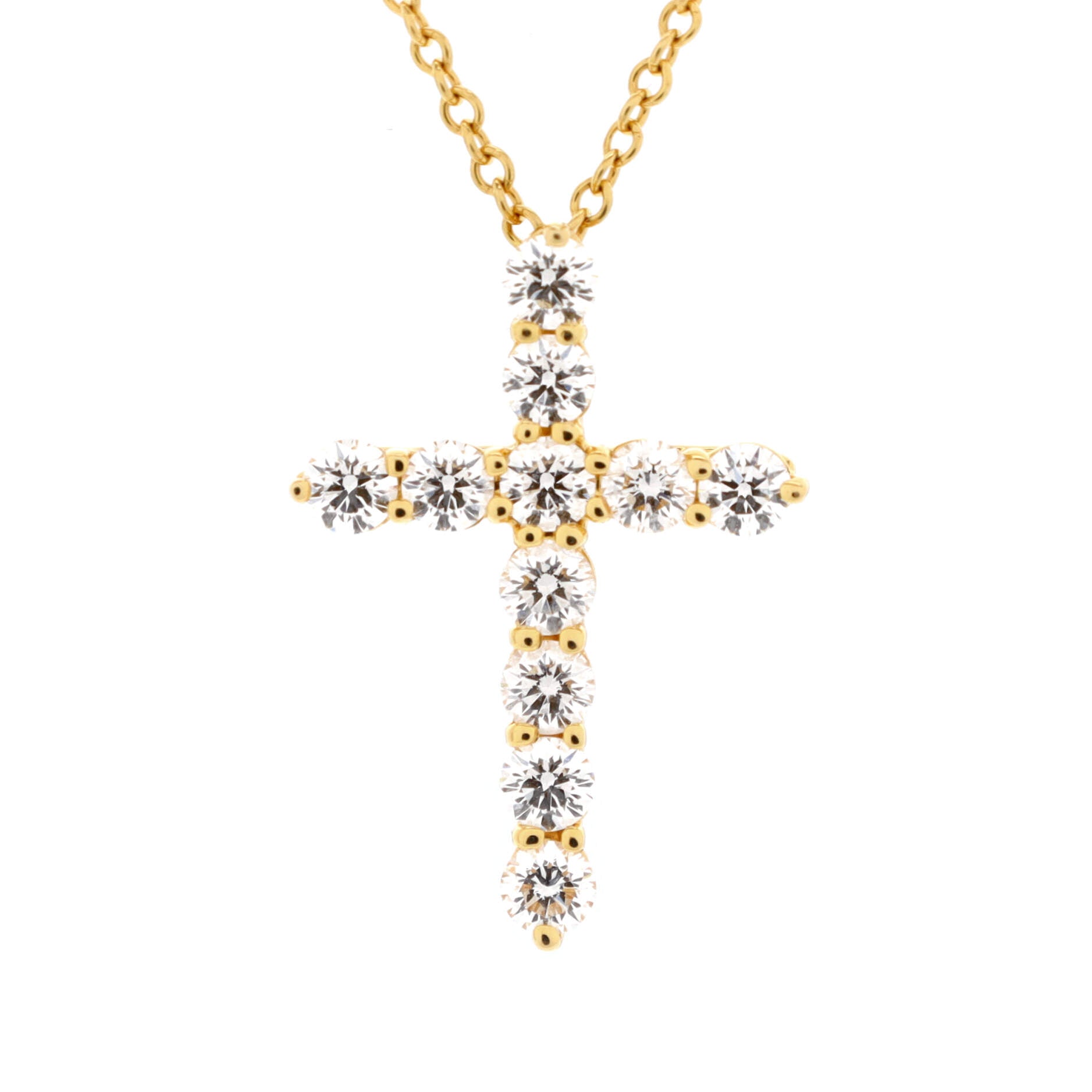 Cross Pendant Necklace 18K Yellow Gold with Diamonds Small