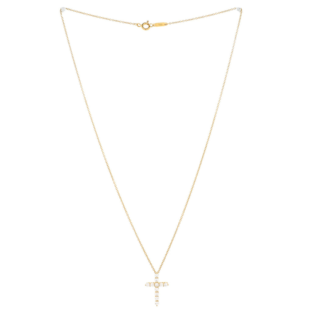 Cross Pendant Necklace 18K Yellow Gold with Diamonds Small