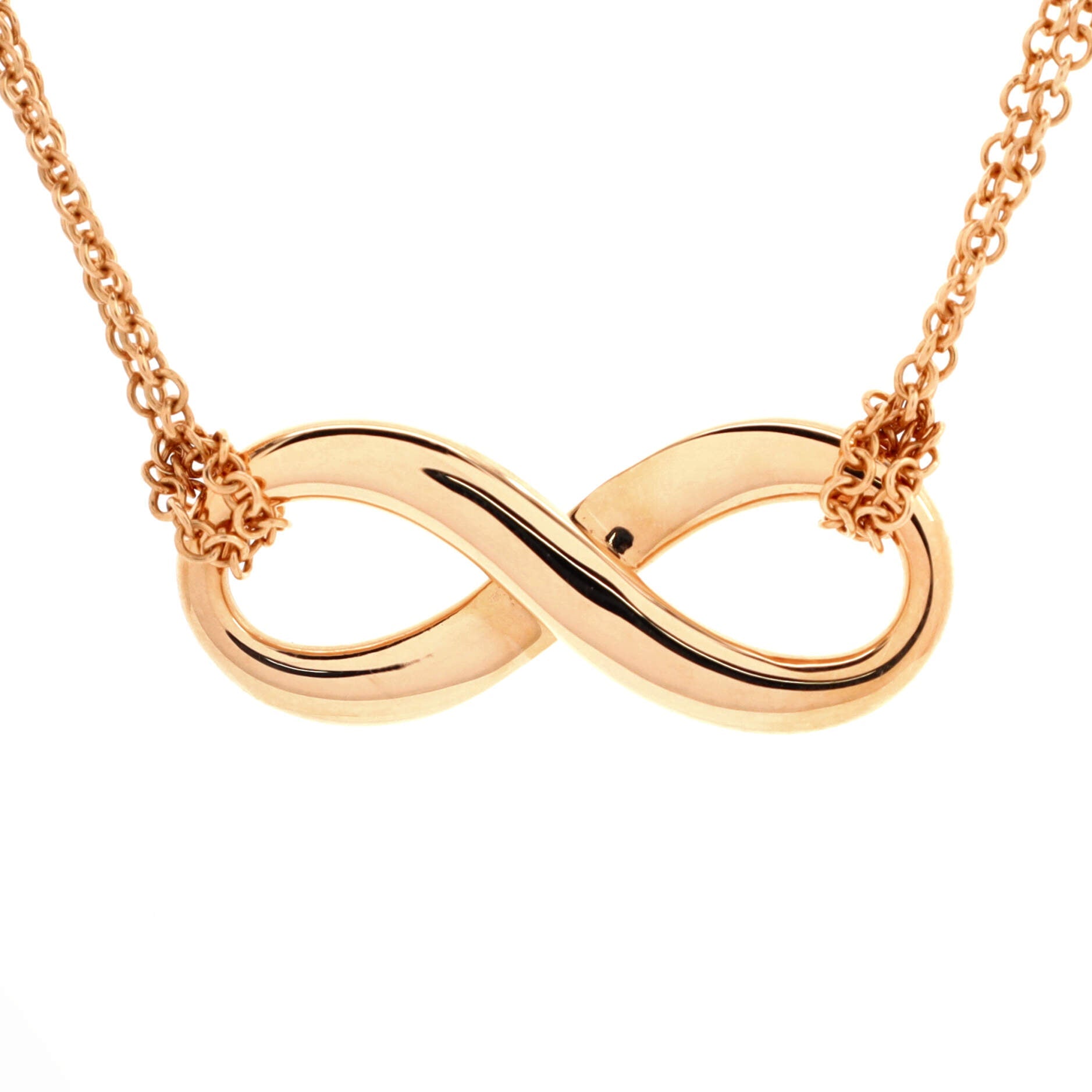 Infinity Double Chain Pendant Necklace 18K Rose Gold