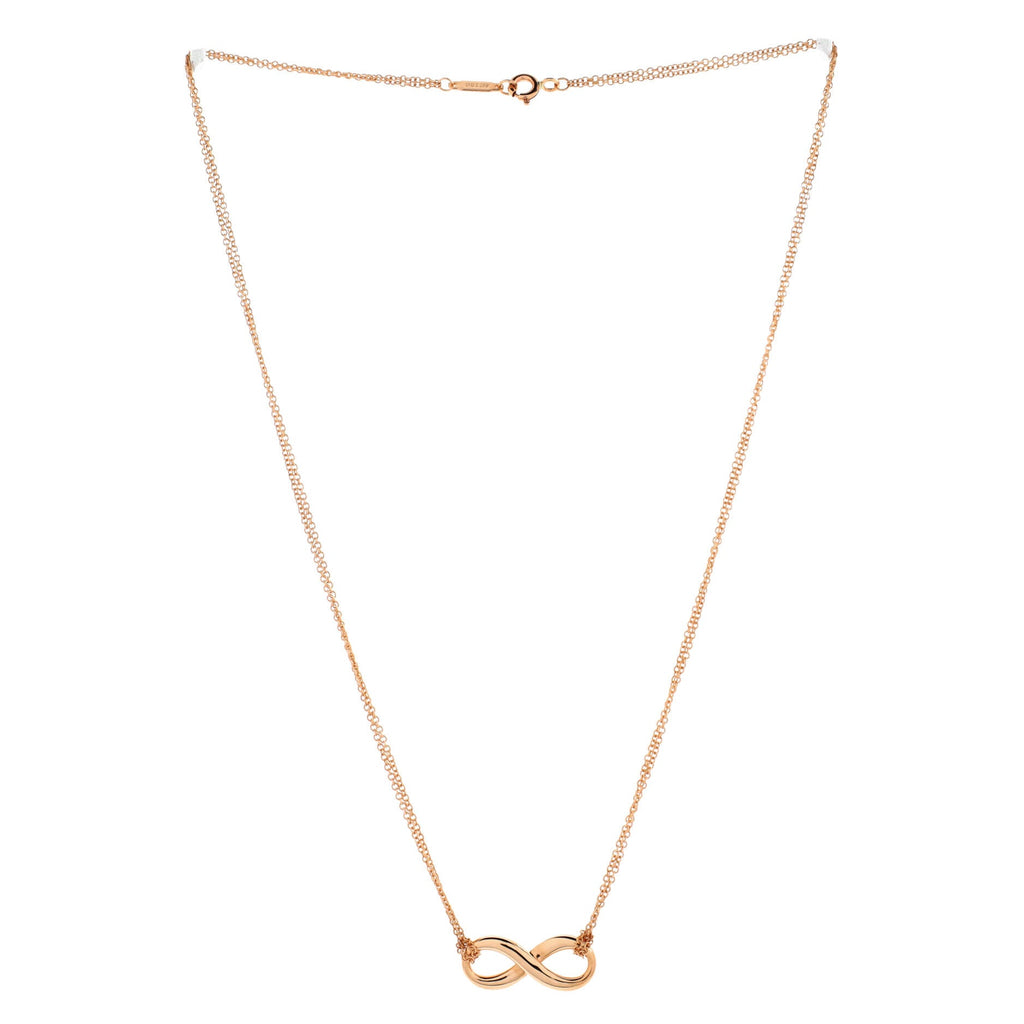 Infinity Double Chain Pendant Necklace 18K Rose Gold