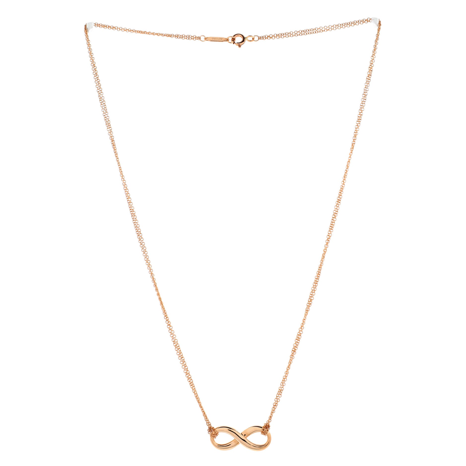 Infinity Double Chain Pendant Necklace 18K Rose Gold