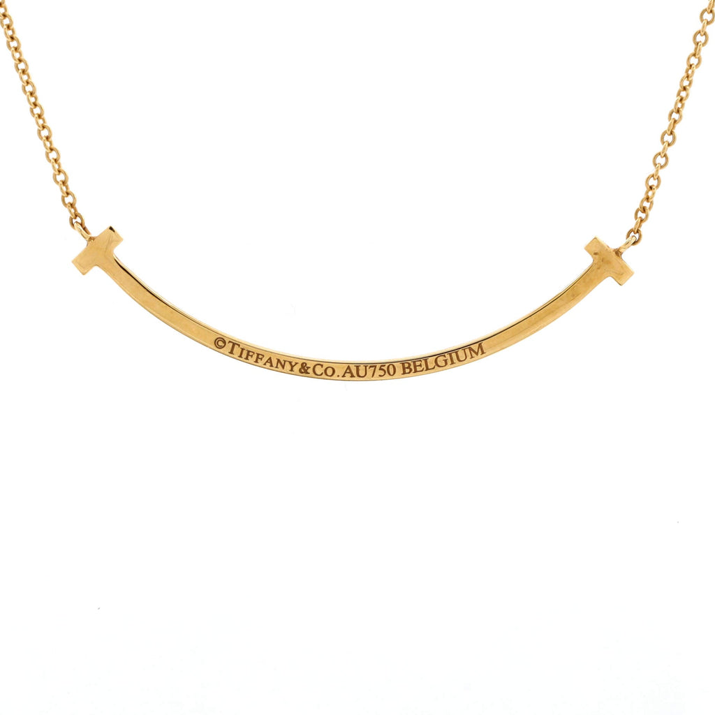 T Smile Pendant Necklace 18K Yellow Gold and Diamonds Small