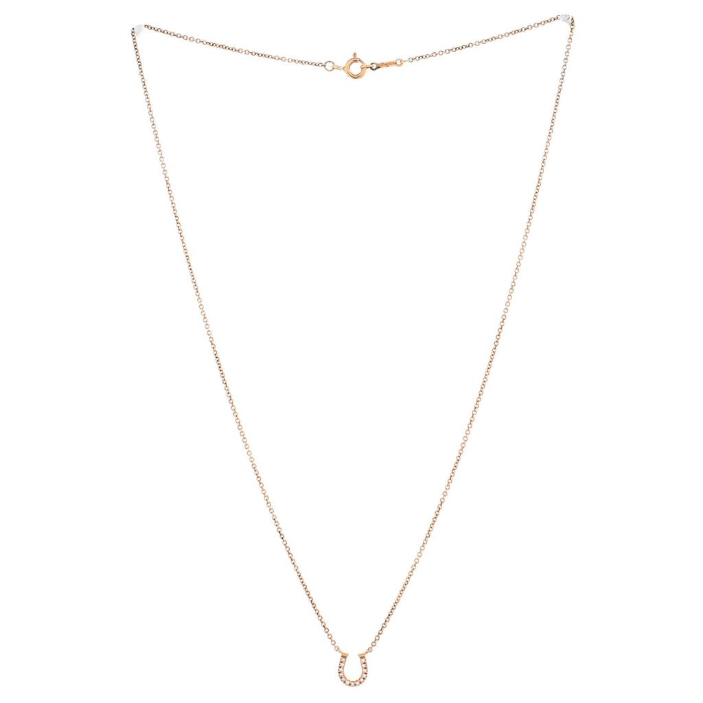 Metro Horseshoe Pendant Necklace 18K Rose Gold with Diamonds